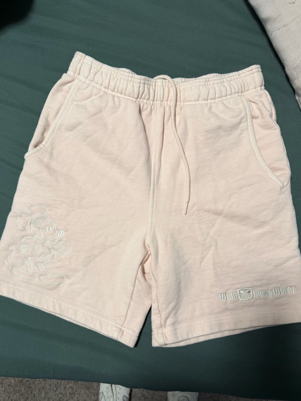 Disney Light Pink Women's Athletic Lounge Shorts with Embroidered Mickey